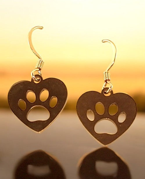 Paw Print Gold Earrings